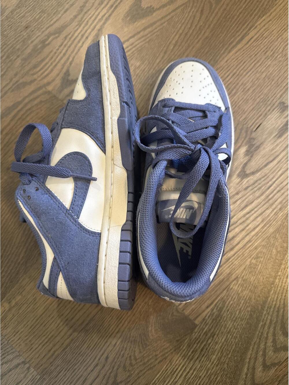 Nike Dunk Low Blue and Cream Suede Leather Sneakers US 5.5